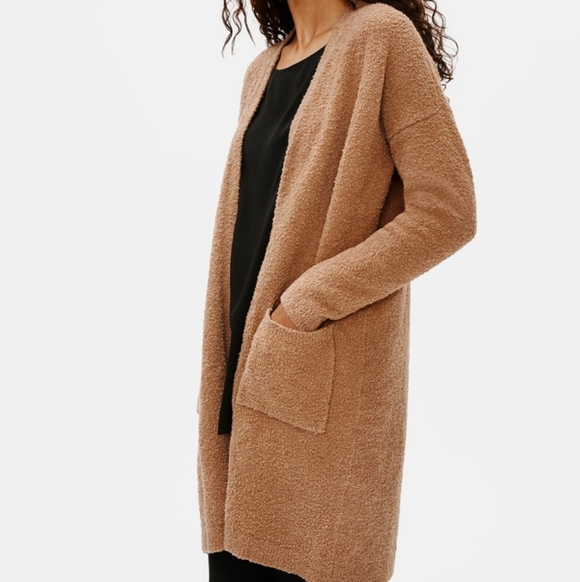 Eileen Fisher Organic Cotton Boucle Long Cardigan Size Medium - Picture 2 of 6